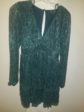 Shimmery Teal Green Long-Sleeve Cocktail Dress From Trixxi